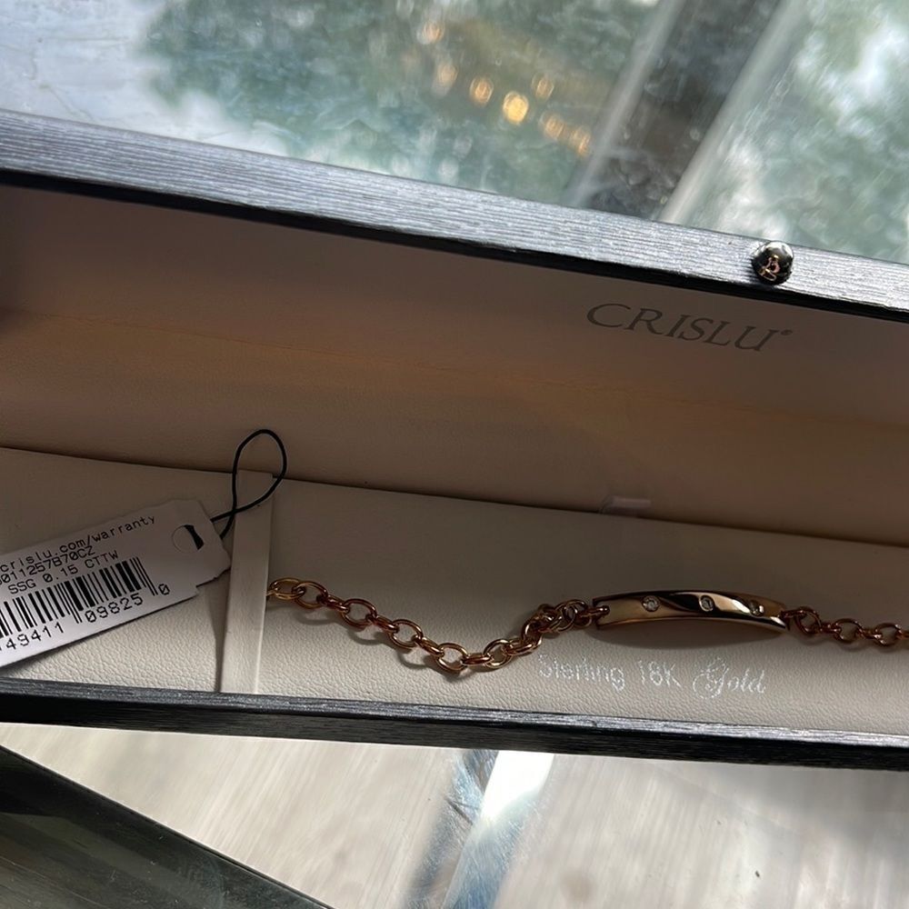 CRISLU 925 Sterling silver 18K Gold handset cubic zirconia